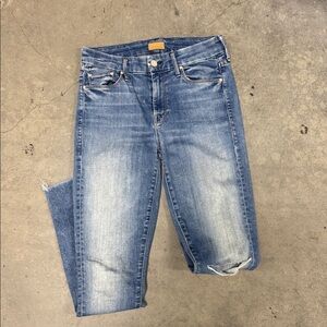 Mother looker ankle fray jeans, light blue jean- Size 26